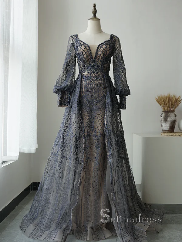 A-line Straps Long Sleeve Elegant Long Prom Dress luxurious Dubai Evening Gowns ASB007 A-line Straps Long Sleeve Elegant Long Prom Dress luxurious Dubai Evening Gowns ASB007
