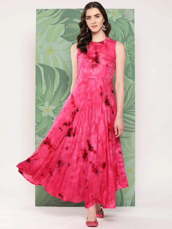 InWeave Women's Magenta Tie And Die Dress