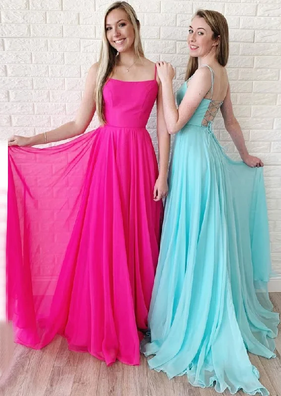 Chic A-line Spaghetti Straps Long Prom Dresses Cheap Evening Dress KPS25238