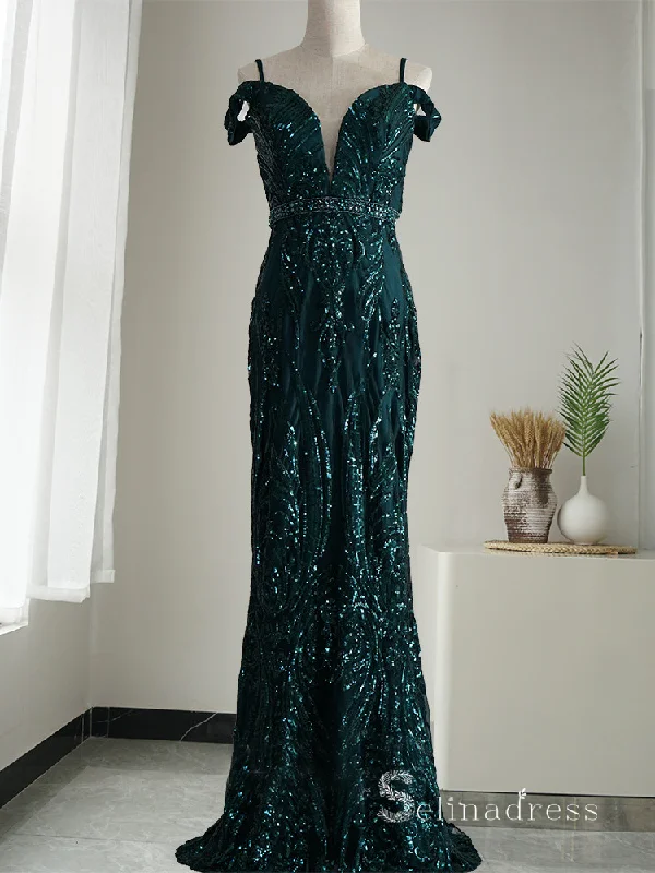 Mermaid Off-the-shoulder Balckless Luxury Long Prom Dress Sequins Evening Gowns ASB022 Mermaid Off-the-shoulder Balckless Luxury Long Prom Dress Sequins Evening Gowns ASB022