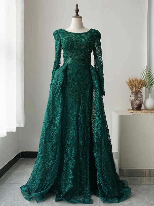 A-line Bateau Luxury Long Prom Dress Burgundy Embroidery Long Evening Gowns ASB016