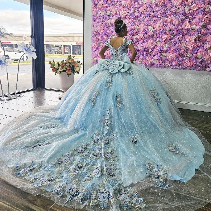 Sky Blue Quinceanera Dresses 2024 Sweet 15 16 Birthday Party Gown Vestidos Para XV Off Shoulder Princess Long Pageant Miss Pagea Sky Blue Quinceanera Dresses 2024 Sweet 15 16 Birthday Party Gown Vestidos Para XV Off Shoulder Princess Long Pageant Miss Pagea