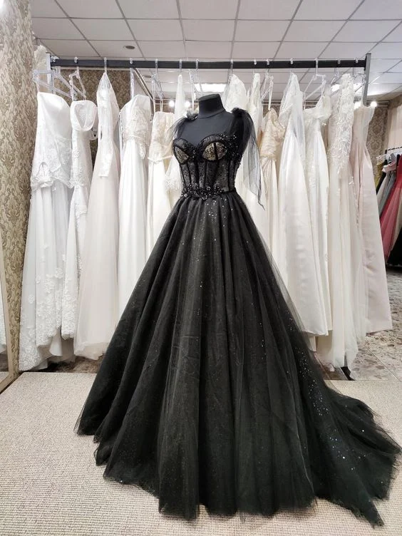 Sparkly black prom dress night corset neckline fairy tale tulle princess bride bridal gothic dark queen night alternative bride c3245 Sparkly black prom dress night corset neckline fairy tale tulle princess bride bridal gothic dark queen night alternative bride c3245