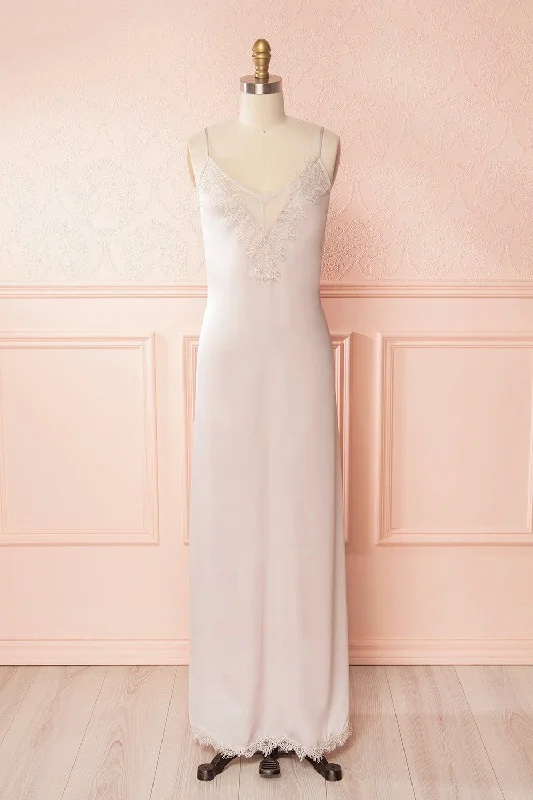 Garkan Champagne | Beige Silky Dress