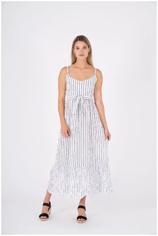 M Made in Italy – Ladies Woven Slip Dress – White Combo