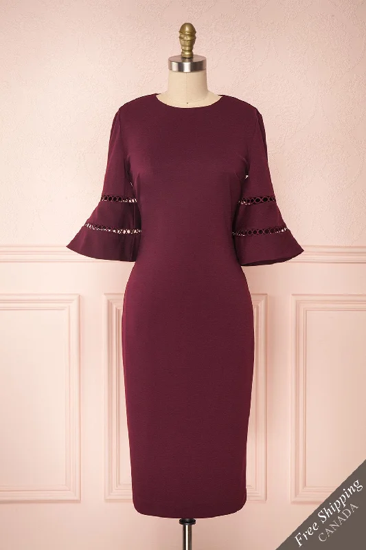 Filnio | Burgundy Fitted Dress