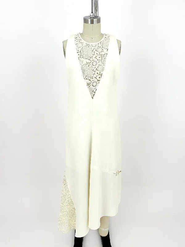 Tibi Crepe Guipure Floral Lace Dress