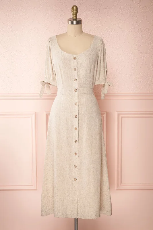 Hadeon | Beige Linen Dress