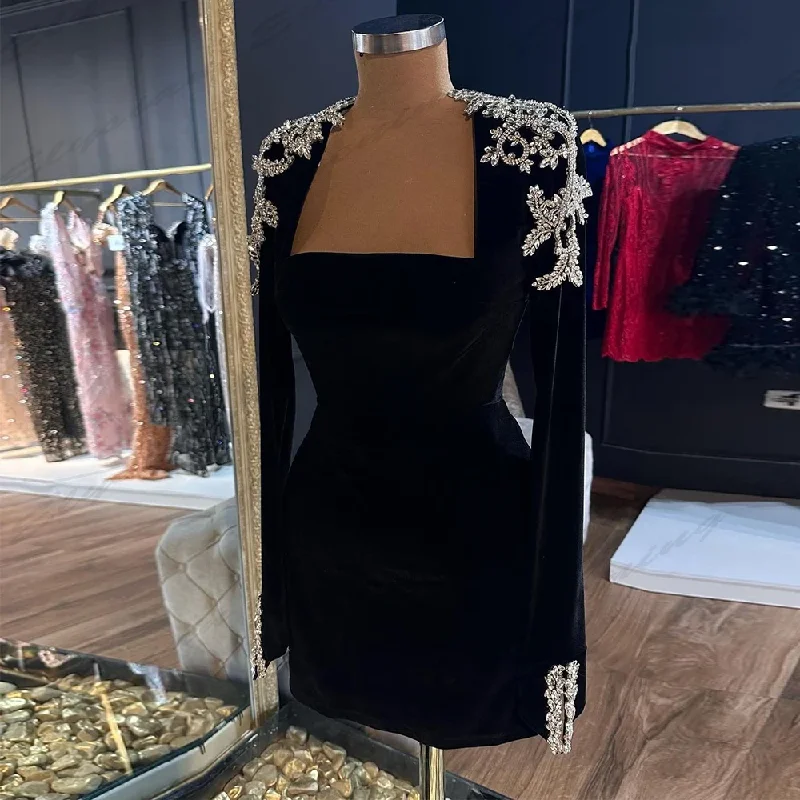 Sweetheart Fascinating New Evening Dresses Exquisite Sparkling Beading Sexy Mermaid Off Shoulder Long Sleeves Short Prom Gowns Sweetheart Fascinating New Evening Dresses Exquisite Sparkling Beading Sexy Mermaid Off Shoulder Long Sleeves Short Prom Gowns