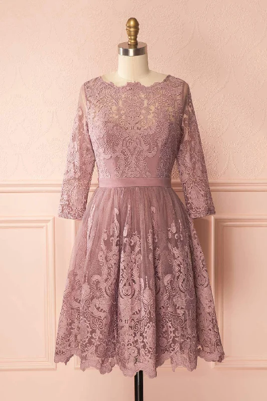 Fodla Mauve | Embroidered Dress