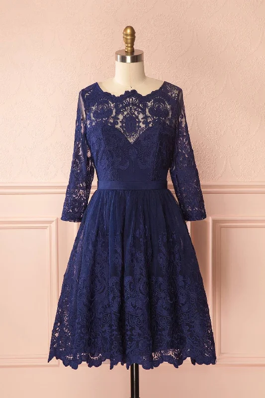 Fodla Navy | Embroidered Dress