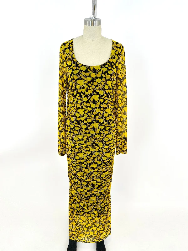 Ganni Mesh Floral Dress