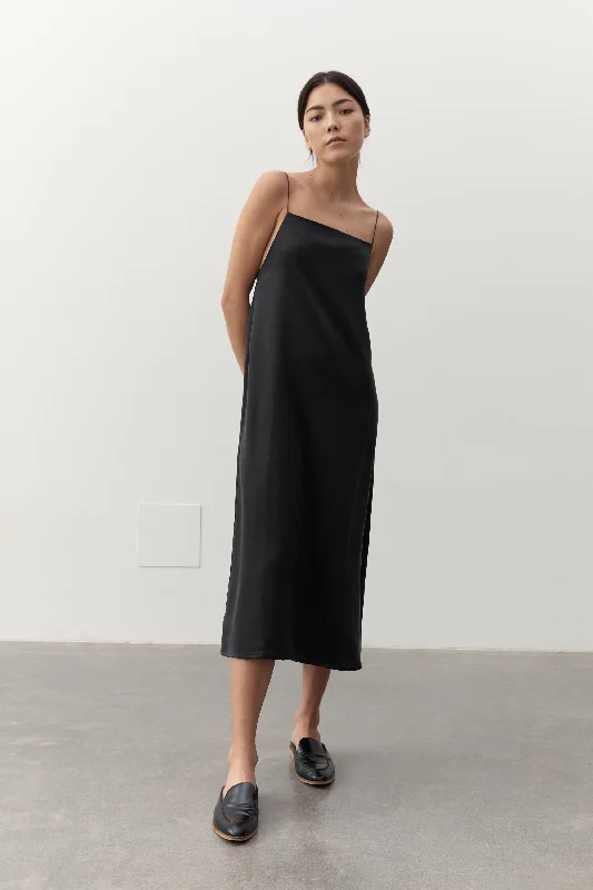 PENELOPE SILK DRESS- BLACK