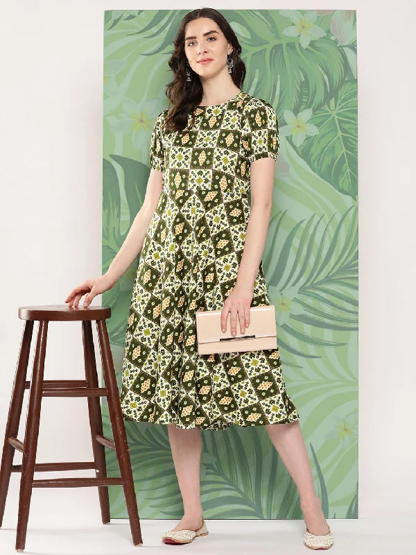 InWeave Women's Dark Green Square Dress