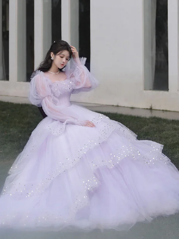 Light Purple Tulle Layers Ball Gown Princess Formal Dresses, Long Sweet 16 Dresses C2250 Light Purple Tulle Layers Ball Gown Princess Formal Dresses, Long Sweet 16 Dresses C2250