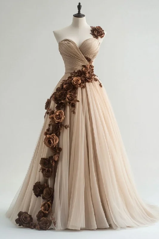 Unique One Shoulder Tulle 3D Flowers Birthday Ball Gown Vintage Quinceanera Dress cc2401 Unique One Shoulder Tulle 3D Flowers Birthday Ball Gown Vintage Quinceanera Dress cc2401