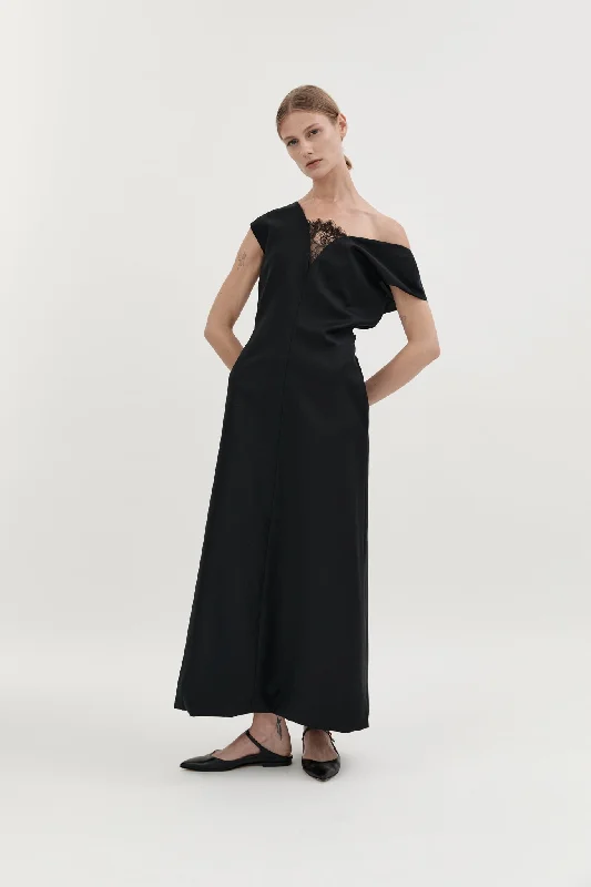 CECILIA LACE DRESS - BLACK WOOL