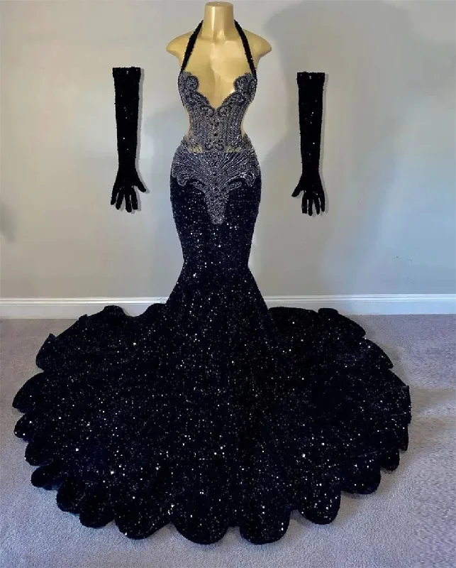 Real Pictures Black Beaded Sequins Prom Dresses 2024 For Black Girls Mermaid New Arrival Evening Party Gowns Custom Made Real Pictures Black Beaded Sequins Prom Dresses 2024 For Black Girls Mermaid New Arrival Evening Party Gowns Custom Made