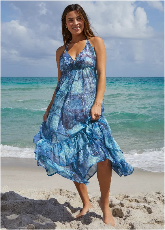 Cover Up Dress - Denim Patchwork