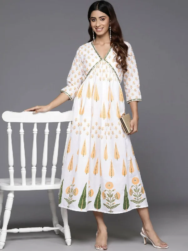Ahalyaa Women's Traditional wear Dress - White