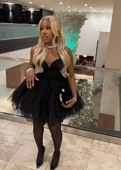 Simple Black Tulle A Line Homecoming Dress Cocktail Dress cc2454