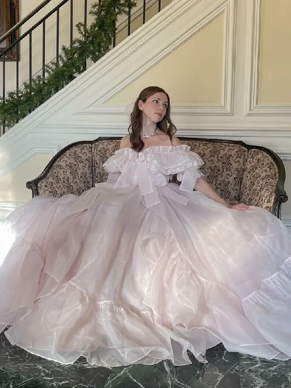 Fairy Ruffles Long A Line Evening Dresses Off The Shoulder Short Sleeves Prom Dress Formal Party Occasion Gowns Birthday Fairy Ruffles Long A Line Evening Dresses Off The Shoulder Short Sleeves Prom Dress Formal Party Occasion Gowns Birthday