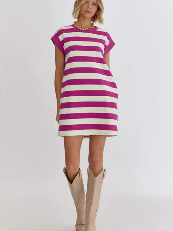 Above Knee Striped Dress
