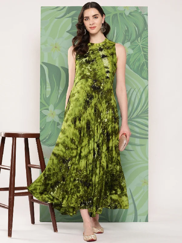 InWeave Women's Green Tie And Die Dress