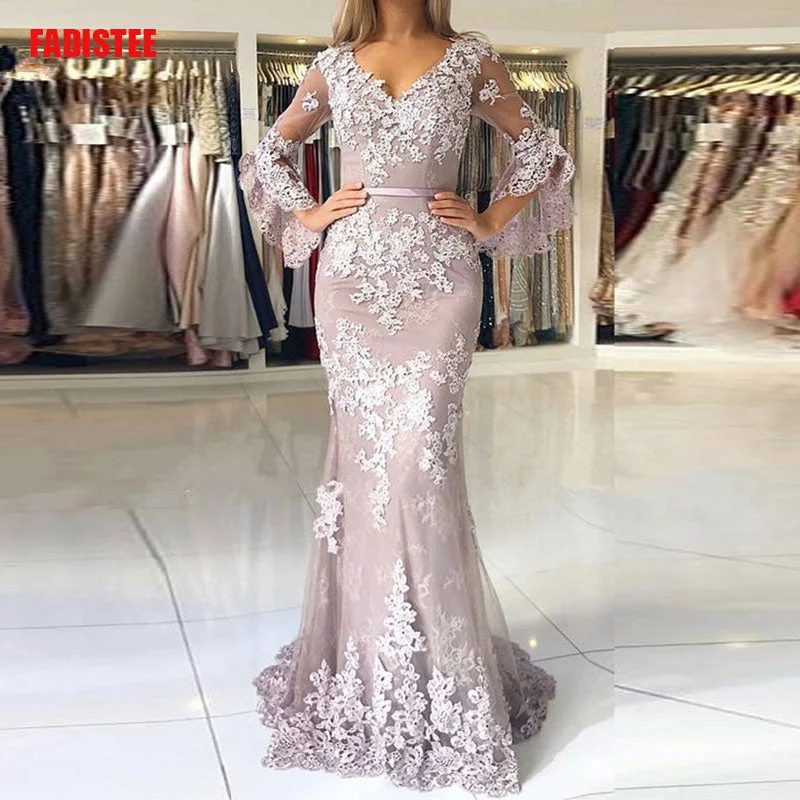 New arrival Elegant Evening Dresse Formal vestido de noiva plus size Party Gown 2019 lace vestido noiva sereia lace puffy sleeve New arrival Elegant Evening Dresse Formal vestido de noiva plus size Party Gown 2019 lace vestido noiva sereia lace puffy sleeve