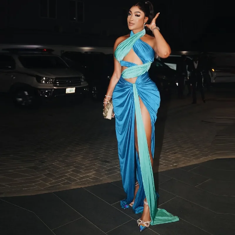 Sexy Mermaid Prom Dresses High Side Split Pleats فساتين للحفلات الراقصة Black Girls Party Gowns Special Occasioon Dress Sexy Mermaid Prom Dresses High Side Split Pleats فساتين للحفلات الراقصة Black Girls Party Gowns Special Occasioon Dress