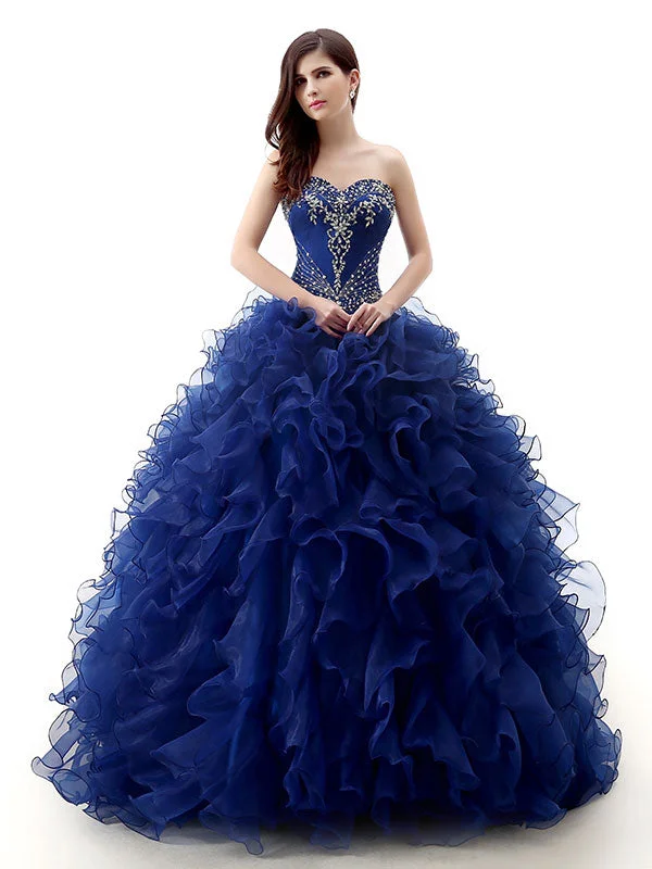 Strapless Dark Blue Quinceanera Ball Gown Formal Dress EN115