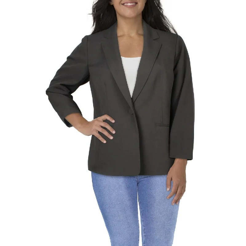 Le Suit Womens Plus Solid  One-Button Blazer