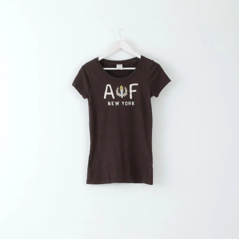 Abercrombie & Fitch Womens L T-Shirt Brown Cotton Torch New York Stretch Top Collared Crew Neck Turtle Neck Abercrombie & Fitch Womens L T-Shirt Brown Cotton Torch New York Stretch Top Collared Crew Neck Turtle Neck