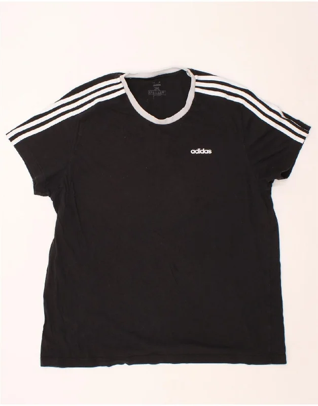 ADIDAS Womens T-Shirt Top UK 24/26 2XL Black Sequined Glittery Shiny