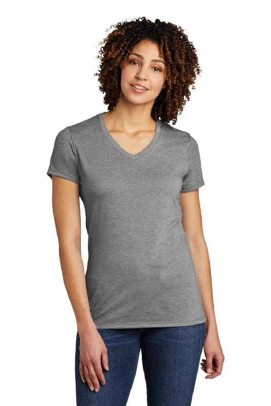 Allmade Womens Short Sleeve V-Neck T-Shirt - Aluminum Grey Modern Contemporary Chic