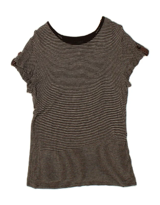 ARMANI JEANS Womens T-Shirt Top UK 18 XL Grey Striped Viscose Front Pockets Side Pockets Patch Pockets ARMANI JEANS Womens T-Shirt Top UK 18 XL Grey Striped Viscose Front Pockets Side Pockets Patch Pockets