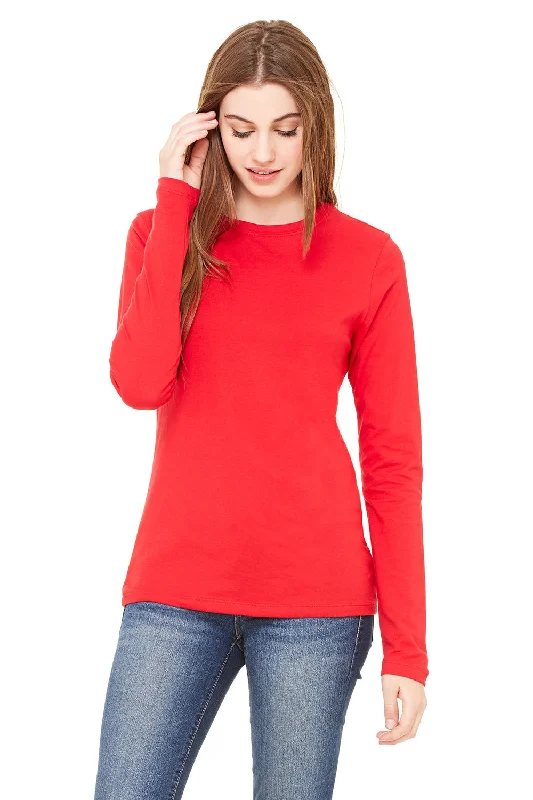 Bella + Canvas Womens Jersey Long Sleeve Crewneck T-Shirt - Red Mesh Fabric Canvas Fabric Denim Fabric Bella + Canvas Womens Jersey Long Sleeve Crewneck T-Shirt - Red Mesh Fabric Canvas Fabric Denim Fabric