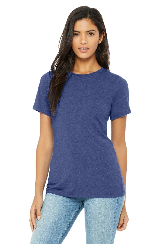 Bella + Canvas Womens Short Sleeve Crewneck T-Shirt - True Royal Blue Print Jacquard Patchwork Bella + Canvas Womens Short Sleeve Crewneck T-Shirt - True Royal Blue Print Jacquard Patchwork