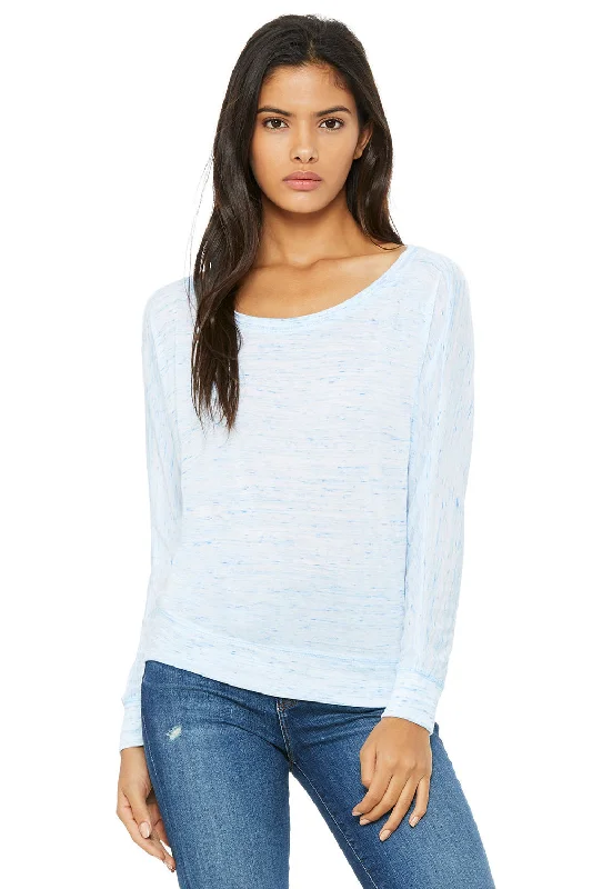 Bella + Canvas Womens Flowy Off Shoulder Long Sleeve Wide Neck T-Shirt - Blue Marble Denim Fabric Leather Fabric Suede Fabric Bella + Canvas Womens Flowy Off Shoulder Long Sleeve Wide Neck T-Shirt - Blue Marble Denim Fabric Leather Fabric Suede Fabric