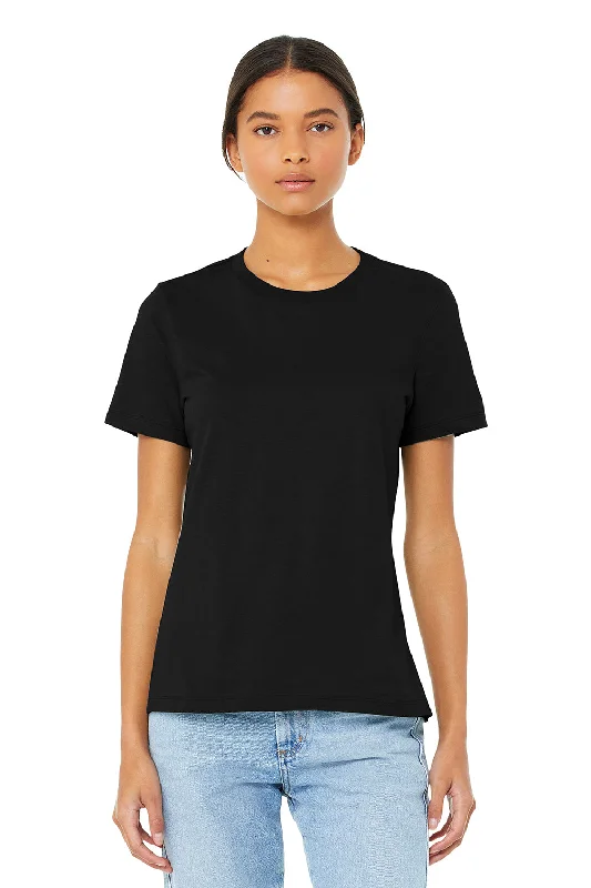 Bella + Canvas Womens Relaxed Jersey Short Sleeve Crewneck T-Shirt - Black Hooded Caped Shawl Collar Bella + Canvas Womens Relaxed Jersey Short Sleeve Crewneck T-Shirt - Black Hooded Caped Shawl Collar