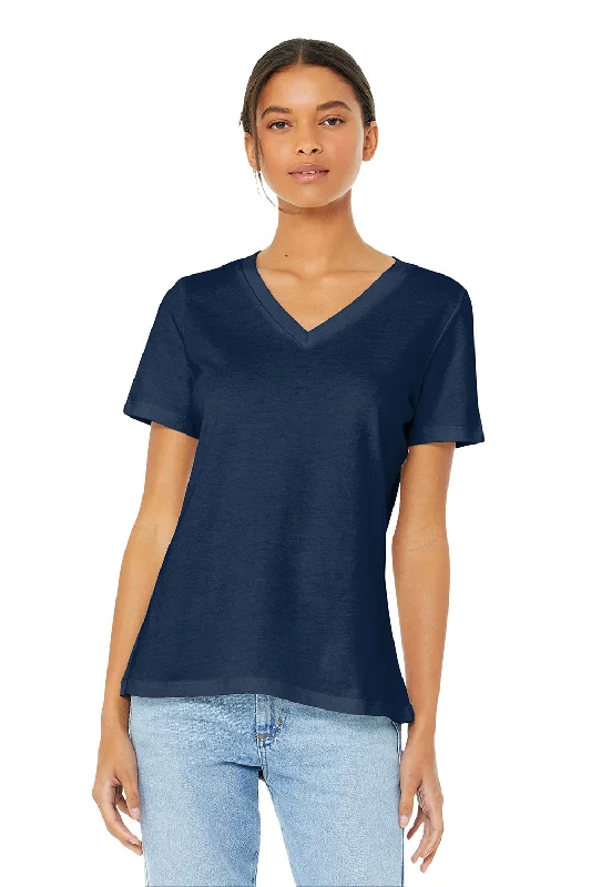 Bella + Canvas Womens Relaxed Jersey Short Sleeve V-Neck T-Shirt - Navy Blue Mesh Blend Leather Blend Suede Blend Bella + Canvas Womens Relaxed Jersey Short Sleeve V-Neck T-Shirt - Navy Blue Mesh Blend Leather Blend Suede Blend