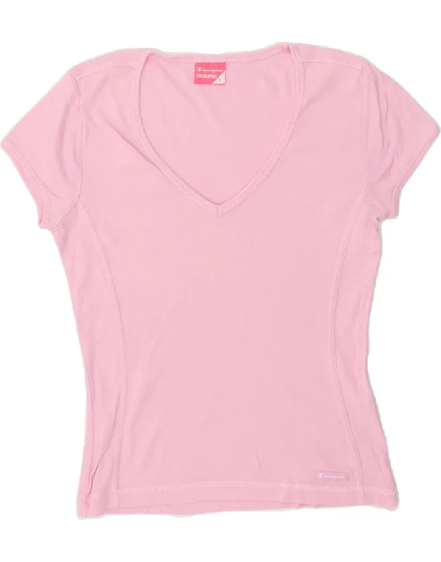 CHAMPION Womens T-Shirt Top UK 14 Large Pink Cotton Chenille Blend Fleece Blend Nylon Blend CHAMPION Womens T-Shirt Top UK 14 Large Pink Cotton Chenille Blend Fleece Blend Nylon Blend