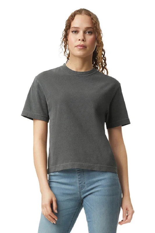 Comfort Colors Womens Short Sleeve Crewneck T-Shirt - Pepper Grey Collared Crew Neck Turtle Neck