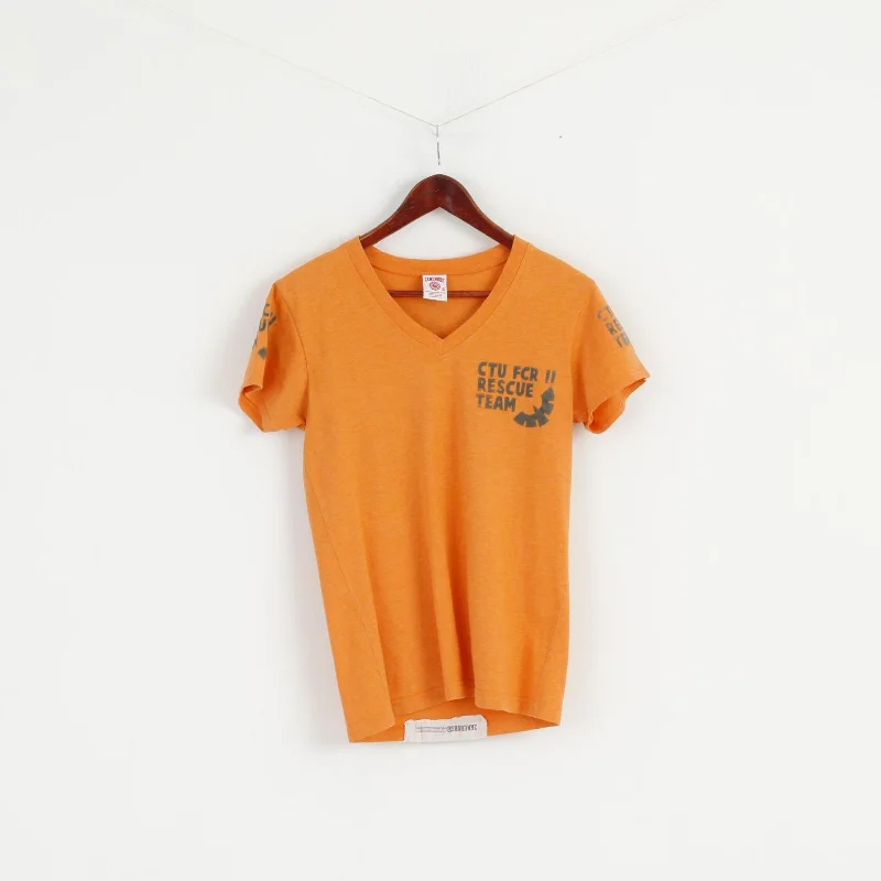 Zanerobe Women S T-Shirt Orange Cotton CTU FCR Rescue Team V Neck Top Asymmetrical Pockets Print Zanerobe Women S T-Shirt Orange Cotton CTU FCR Rescue Team V Neck Top Asymmetrical Pockets Print