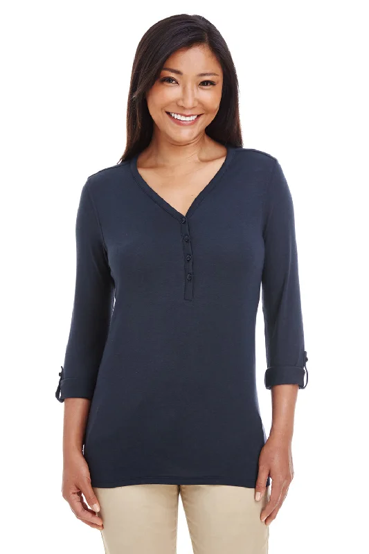 Devon & Jones Womens Perfect Fit Long Sleeve V-Neck T-Shirt - Navy Blue Iron Safe Non-Iron Wrinkle Free Devon & Jones Womens Perfect Fit Long Sleeve V-Neck T-Shirt - Navy Blue Iron Safe Non-Iron Wrinkle Free