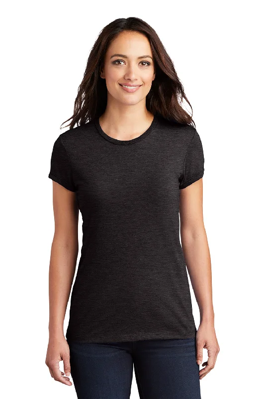 District Womens Fitted Perfect Tri Short Sleeve Crewneck T-Shirt - Black Frost Zippered Buttoned Snapped District Womens Fitted Perfect Tri Short Sleeve Crewneck T-Shirt - Black Frost Zippered Buttoned Snapped