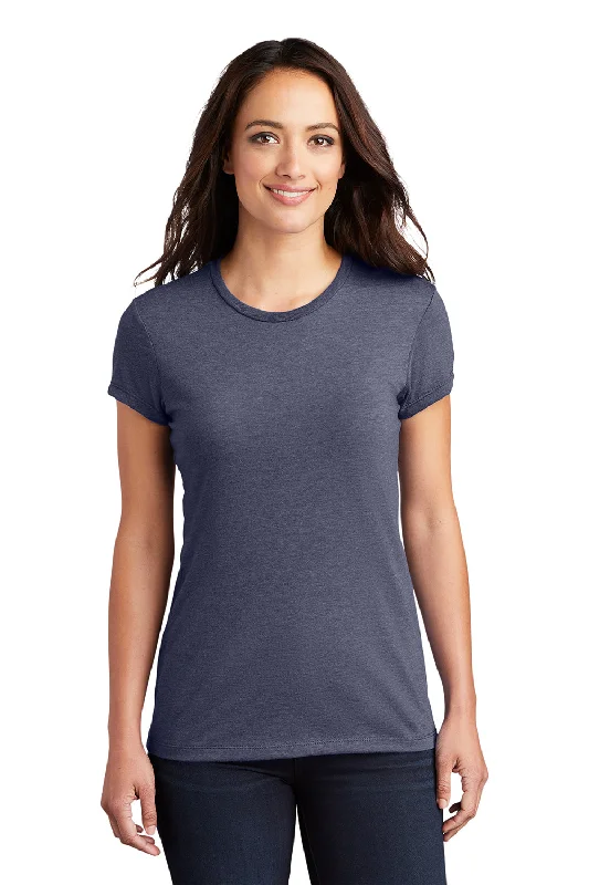 District Womens Fitted Perfect Tri Short Sleeve Crewneck T-Shirt - Navy Blue Frost Front Pockets Side Pockets Patch Pockets District Womens Fitted Perfect Tri Short Sleeve Crewneck T-Shirt - Navy Blue Frost Front Pockets Side Pockets Patch Pockets