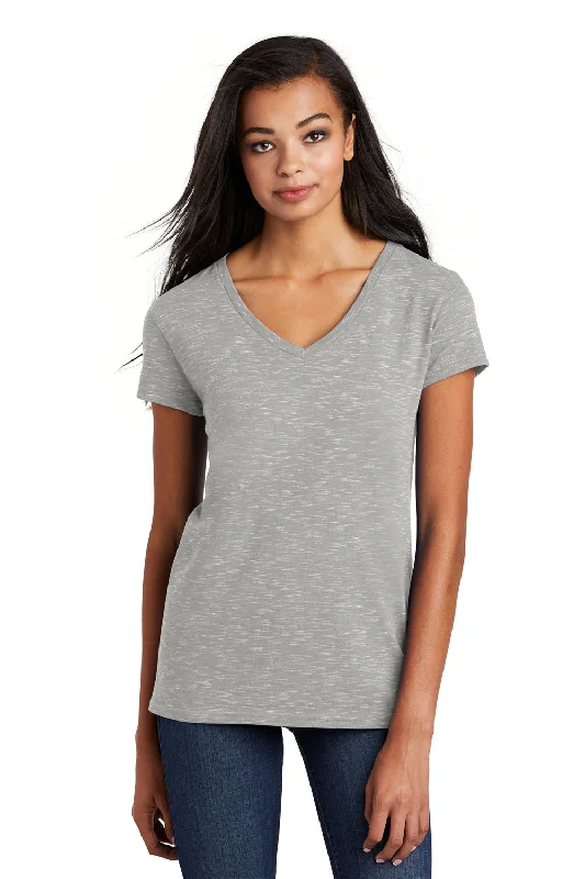 District Womens Medal Short Sleeve V-Neck T-Shirt - Light Grey Elasticated Padded Insulated District Womens Medal Short Sleeve V-Neck T-Shirt - Light Grey Elasticated Padded Insulated