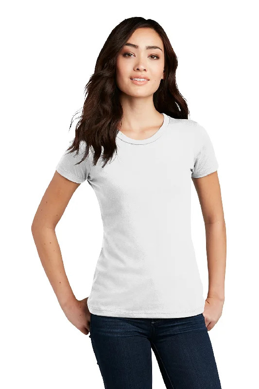 District Womens Perfect Blend Short Sleeve Crewneck T-Shirt - White Mesh Fabric Canvas Fabric Denim Fabric District Womens Perfect Blend Short Sleeve Crewneck T-Shirt - White Mesh Fabric Canvas Fabric Denim Fabric