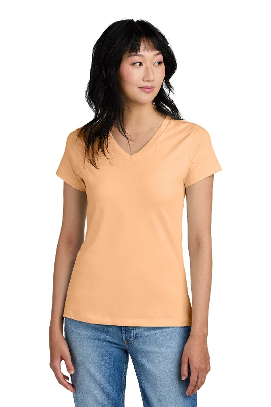 District Womens Perfect Weight Short Sleeve V-Neck T-Shirt - Apricot Orange - NEW Hooded Caped Shawl Collar District Womens Perfect Weight Short Sleeve V-Neck T-Shirt - Apricot Orange - NEW Hooded Caped Shawl Collar
